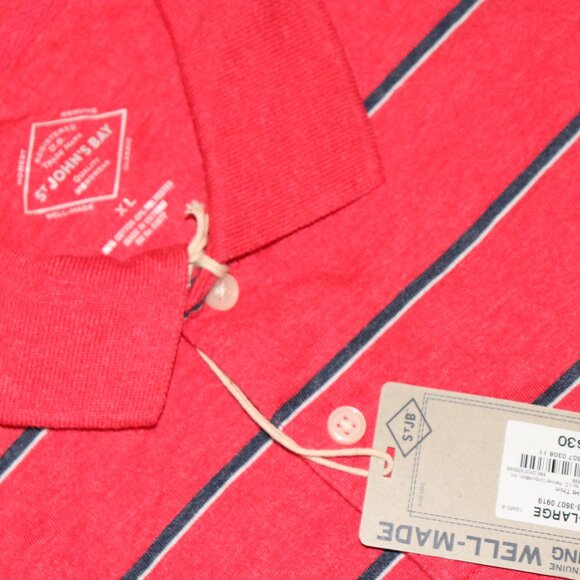 Men's NWT Red Stripped Collared shirt Size XL St. John's Bay - Picture 3 of 5